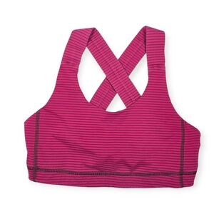 Lululemon Athletica 4 All Women's Striped Racerback Pink & Black Sports Bra 8